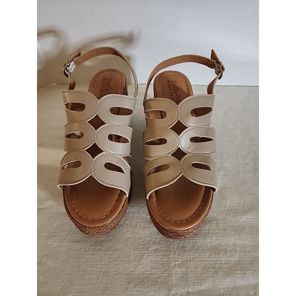 Bella Vita Women's Pri-Italy Platform Sandals Nude Leather 9 1/2 WW
